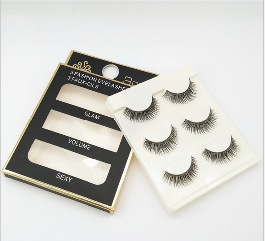 Hand Made Soft Eyelash 3 Pair Professional Charming Natural Long Eyelashe Extensions Sexy Eye lashes Makeup Beauty Tools