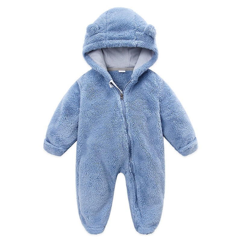 New Baby Open Bag Handbag Feet Flannel Autumn Winter One-Piece Crawling Suit