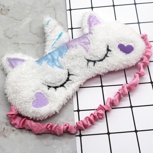 Unicorn Eye Mask Stuffed Toy Sleeping Mask Plush Eye Shade Cover Blindfold Eyeshade Suitable for Travel Home Girlfriend Gift