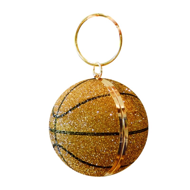 New Women glitter Basketball Evening Clutch Shoulder Bag Bridal Party Prom Wedding Crossbody Handbag Purse