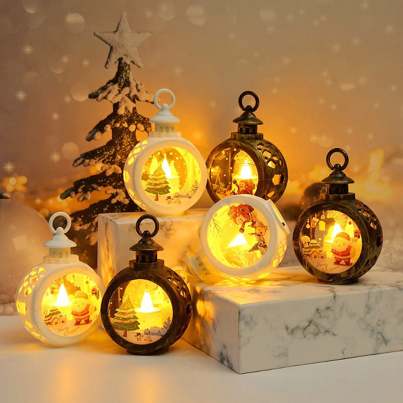 Christmas Decoration LED Small Round Lantern New Children's Handheld Lantern Gift Window Display