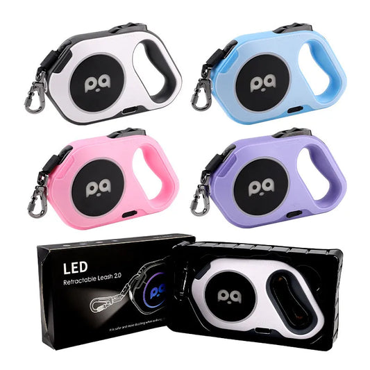 5M LED Automatic Retractable Dog Leash Luminous Leading Light Straps For Small Medium Dog Pet Flexi Walking Running Leashes