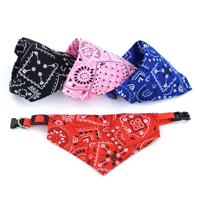 Pet Collar Bandanna print Retractable Triangle shape Pet Supplies