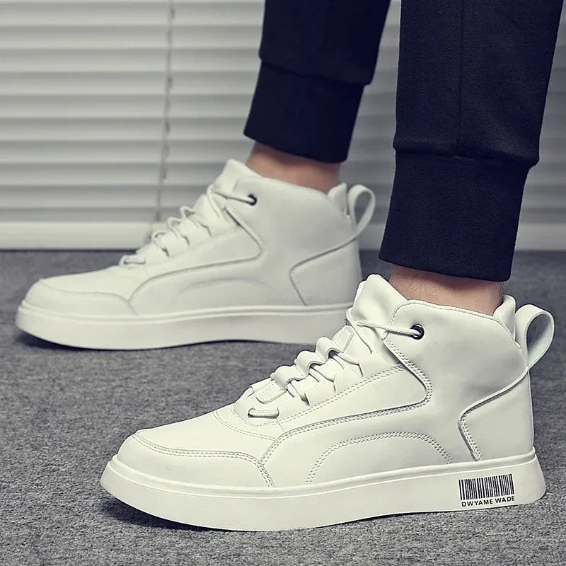 Brand Men's Sneakers Trendy High Top Casual Shoes Lace Up Flats Outdoor Trainer Shoes For Men White Tenis Shoes Zapatos Hombres