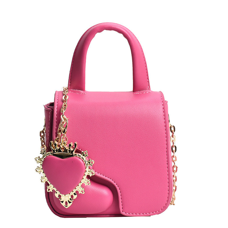 Lipstick Bag Handbag New Fashion Peach Heart Shoulder Bag Women's Cute Chain Messenger Bag