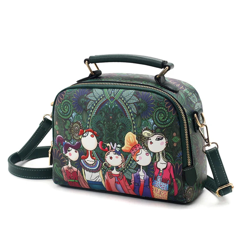 PU leather ladies ladies green cartoon handbag shoulder bag female handbag