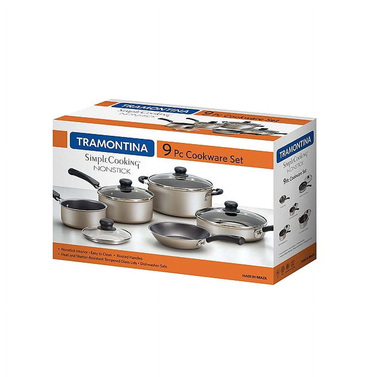 9 Piece Non-Stick Cookware Set Champagne Tramontina