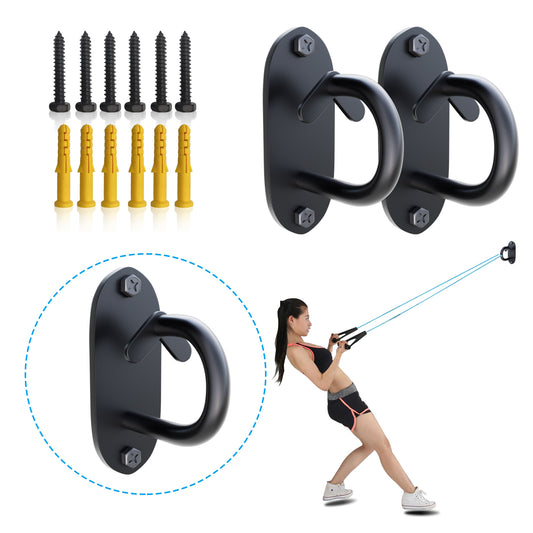 Heavy Duty 3-piece Wall Mount exercise anchor, resistance band wall hook, home gym installation anchor, physical therapy yoga fitness exercise, ceiling mounted hook exercise station for weight bands, strength