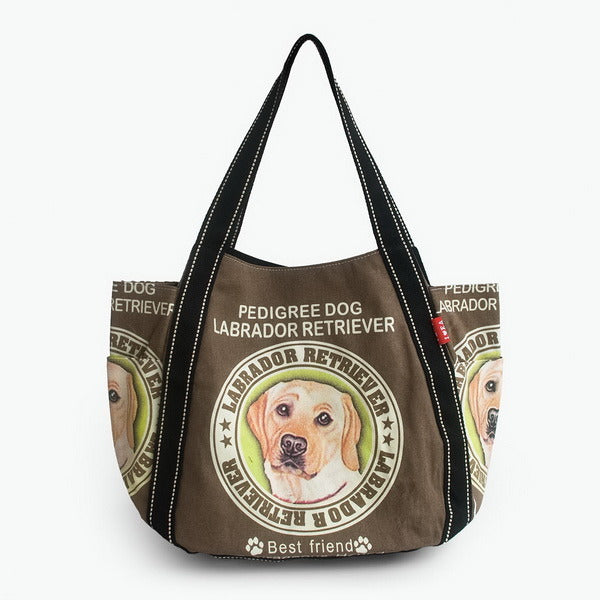 ILEA - [Pedigree Dog] Shoulder Tote Bag 100% Cotton Eco Canvas Shoulder Tote Bag / Shopper Bag / Multiple Pockets